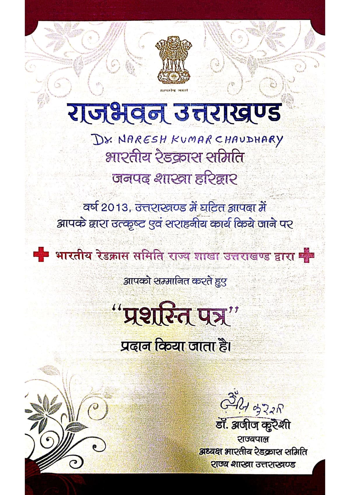 Disaster response certificate 2013